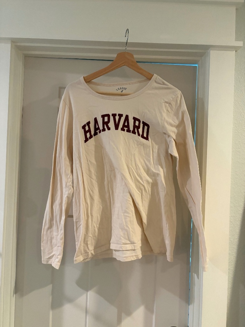 Womens League Harvard University Crimson Long Sleeve Cotton T Shirt Tee XL